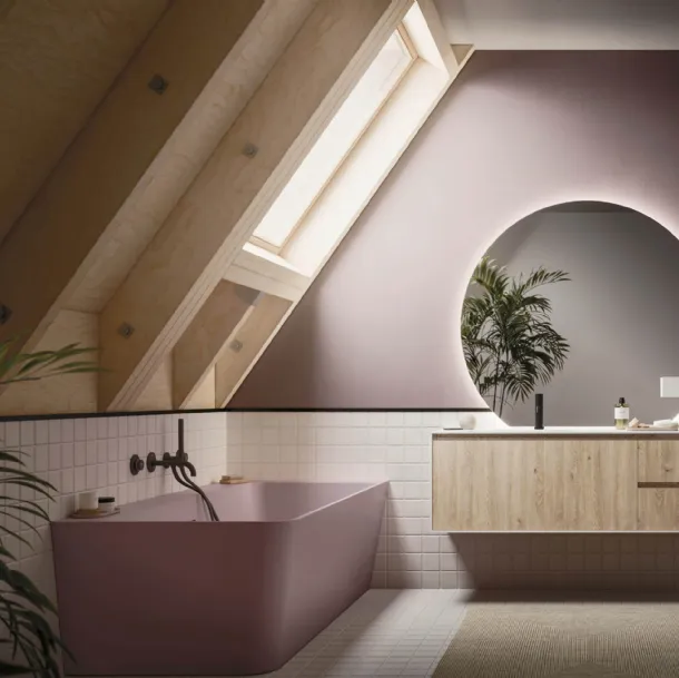 Mobile Bagno da appoggio M2 System C206 in melaminico Cemento Tortora di Baxar