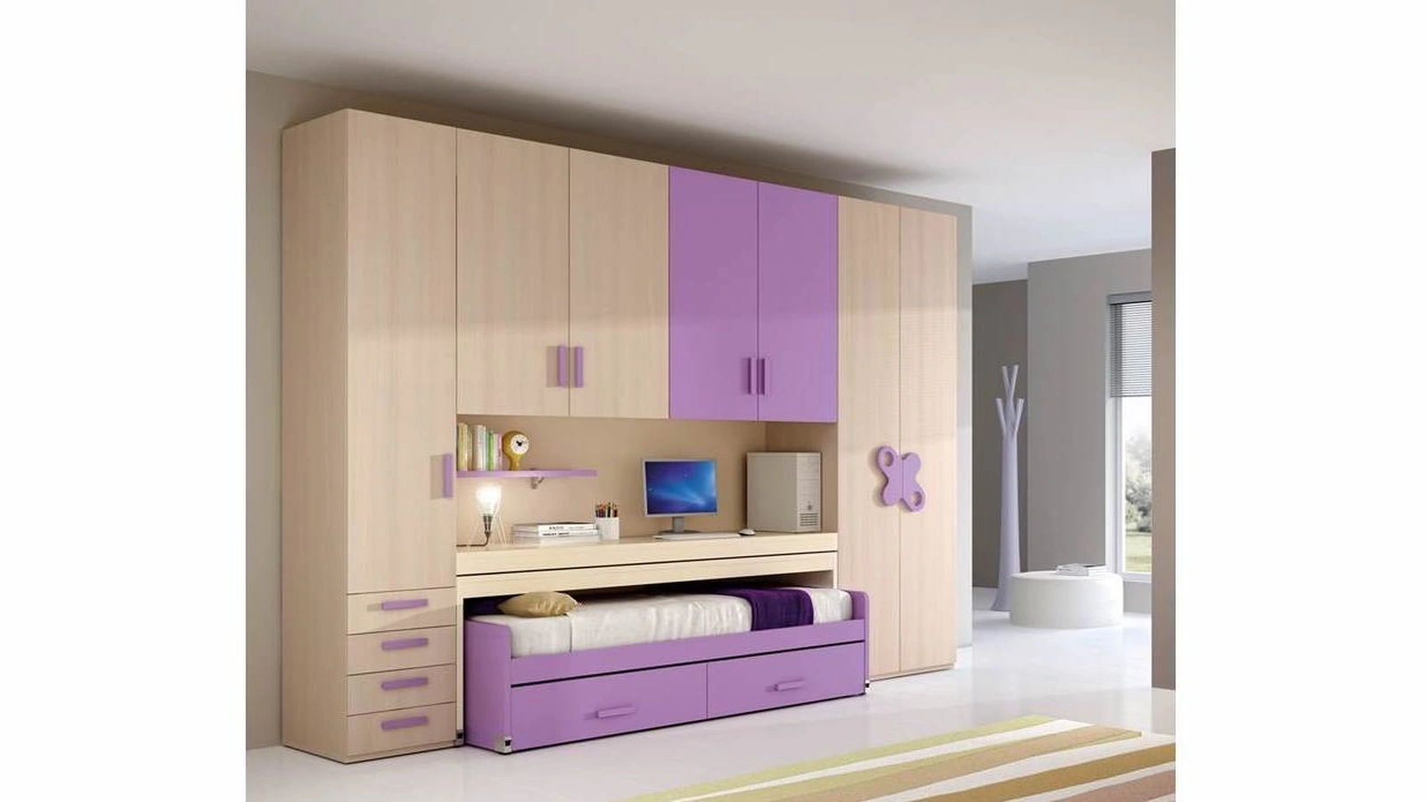 Cameretta 605 a ponte con letto estraibile di Ferrimobili