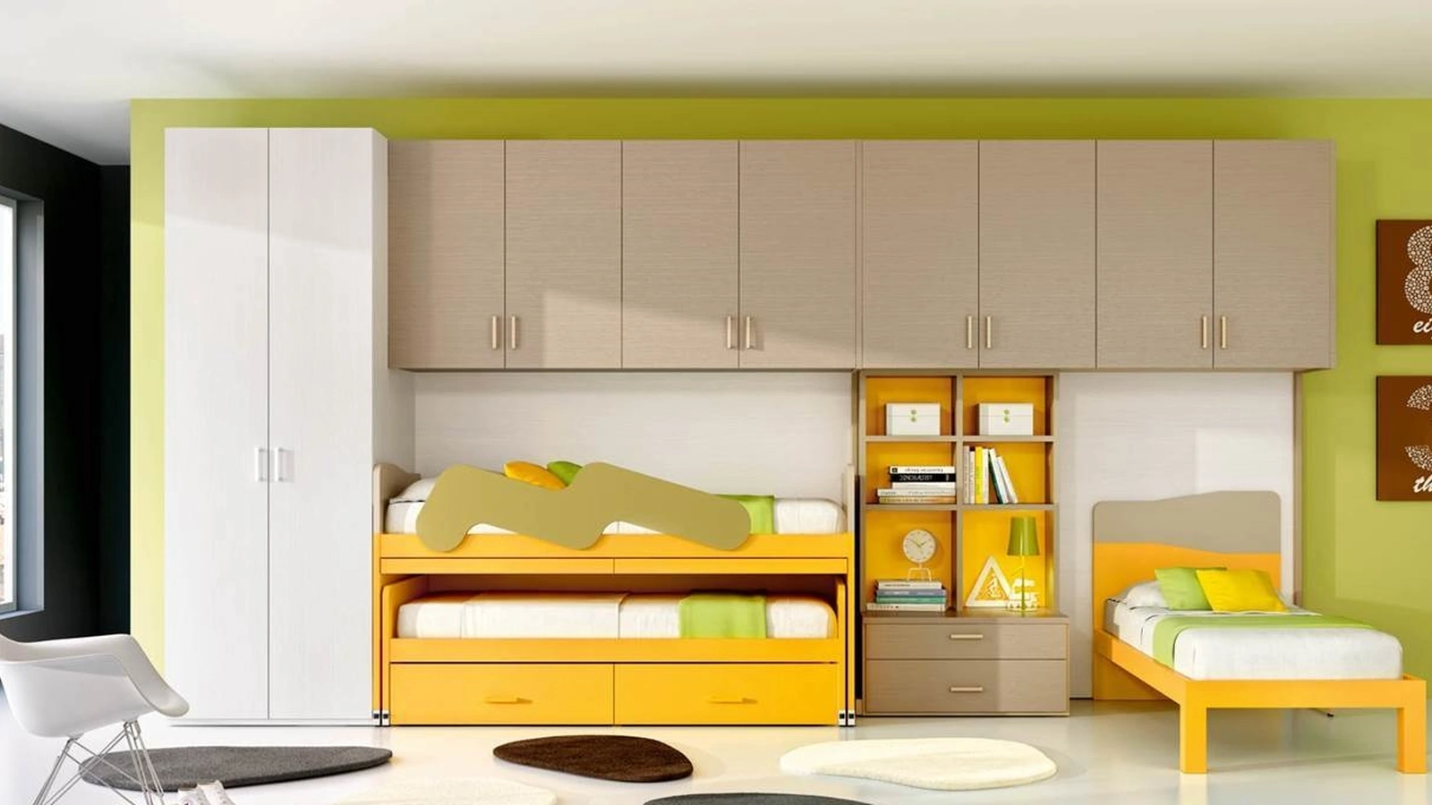 Cameretta 628 a ponte con tre letti, di cui uno estraibile di Ferrimobili