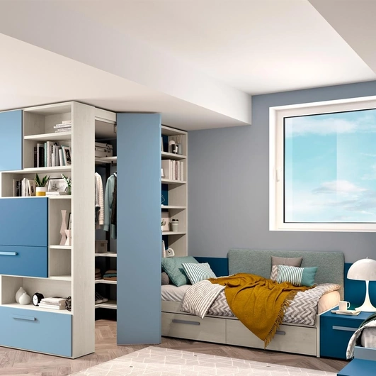 Cameretta 110 con due letti e cabina armadio di Ferrimobili