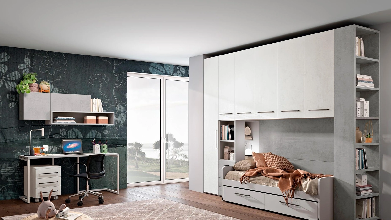 Cameretta 135 a ponte con scrivania di Ferrimobili