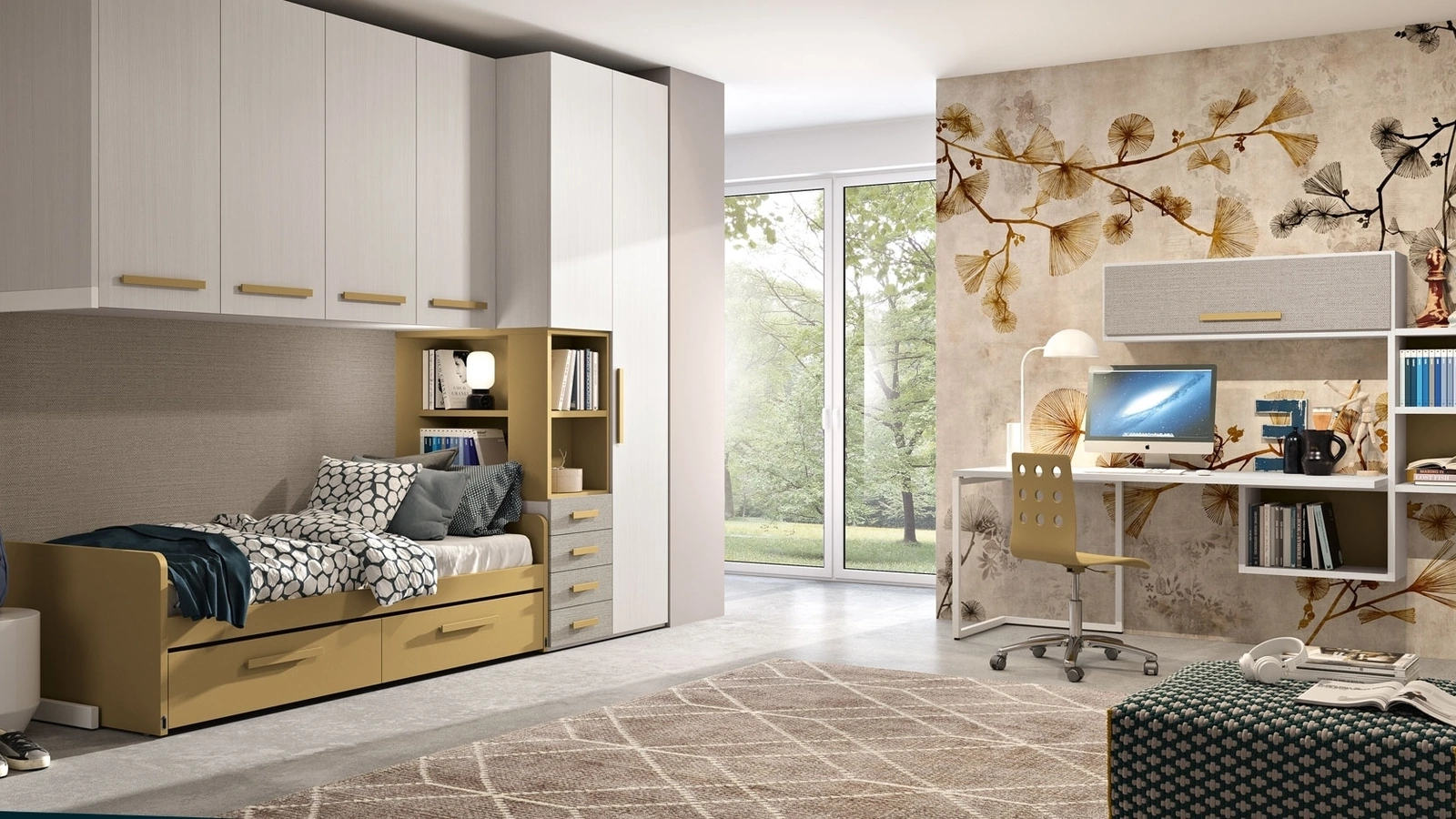 Cameretta 136 a ponte con scrivania di Ferrimobili