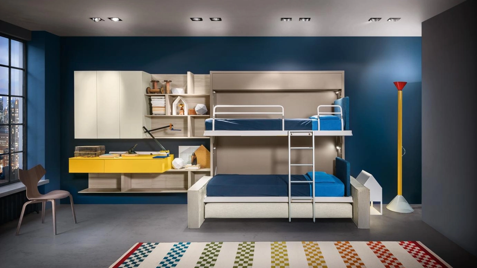 Cameretta con letti a castello Kali Duo Sofa in laccato e melaminico di Clei