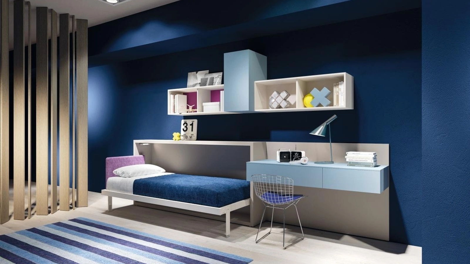 Cameretta salvaspazio Young 03 in laccato opaco di Clei