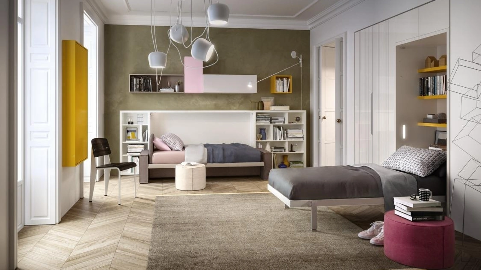 Cameretta su misura Young 04 in laccato opaco di Clei