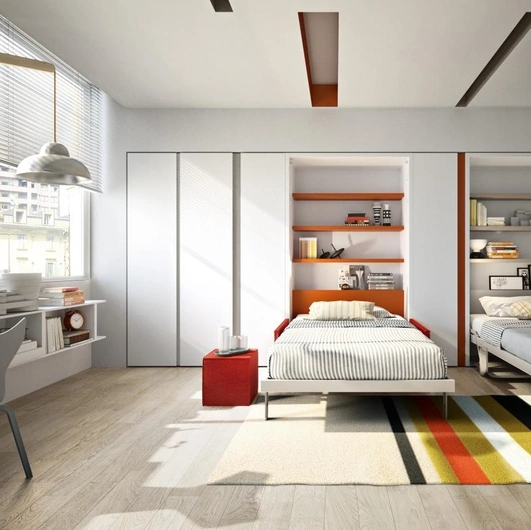 Cameretta salvaspazio Young 09 in laccato opaco di Clei