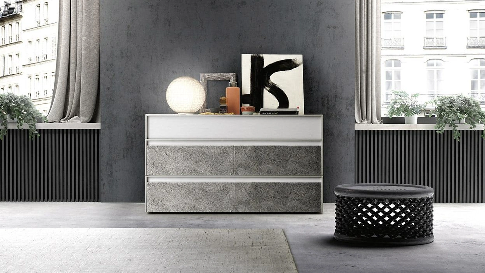 Comò Frame in frassino laccato di Mobilgam