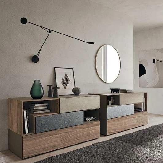 Comò Quadra in frassino e materico di Mobilgam