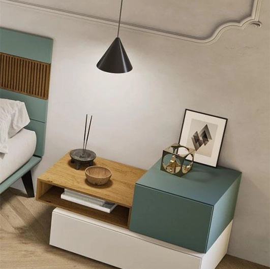 Comodino Quadra in laccato opaco e frassino di Mobilgam