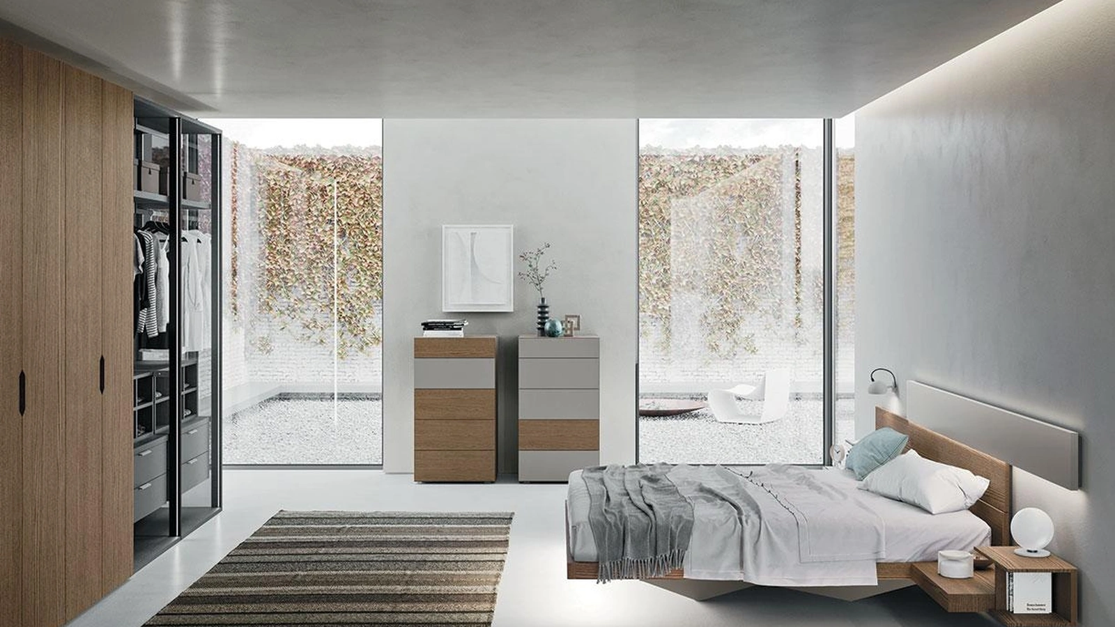 Gruppo Notte Quadra in frassino e laccato opaco di Mobilgam