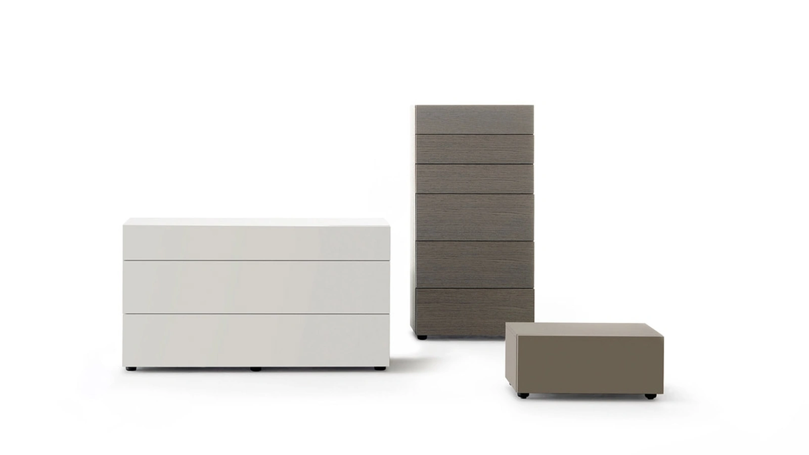 Gruppo notte Valeo in laccato opaco e legno impiallacciato di Sangiacomo