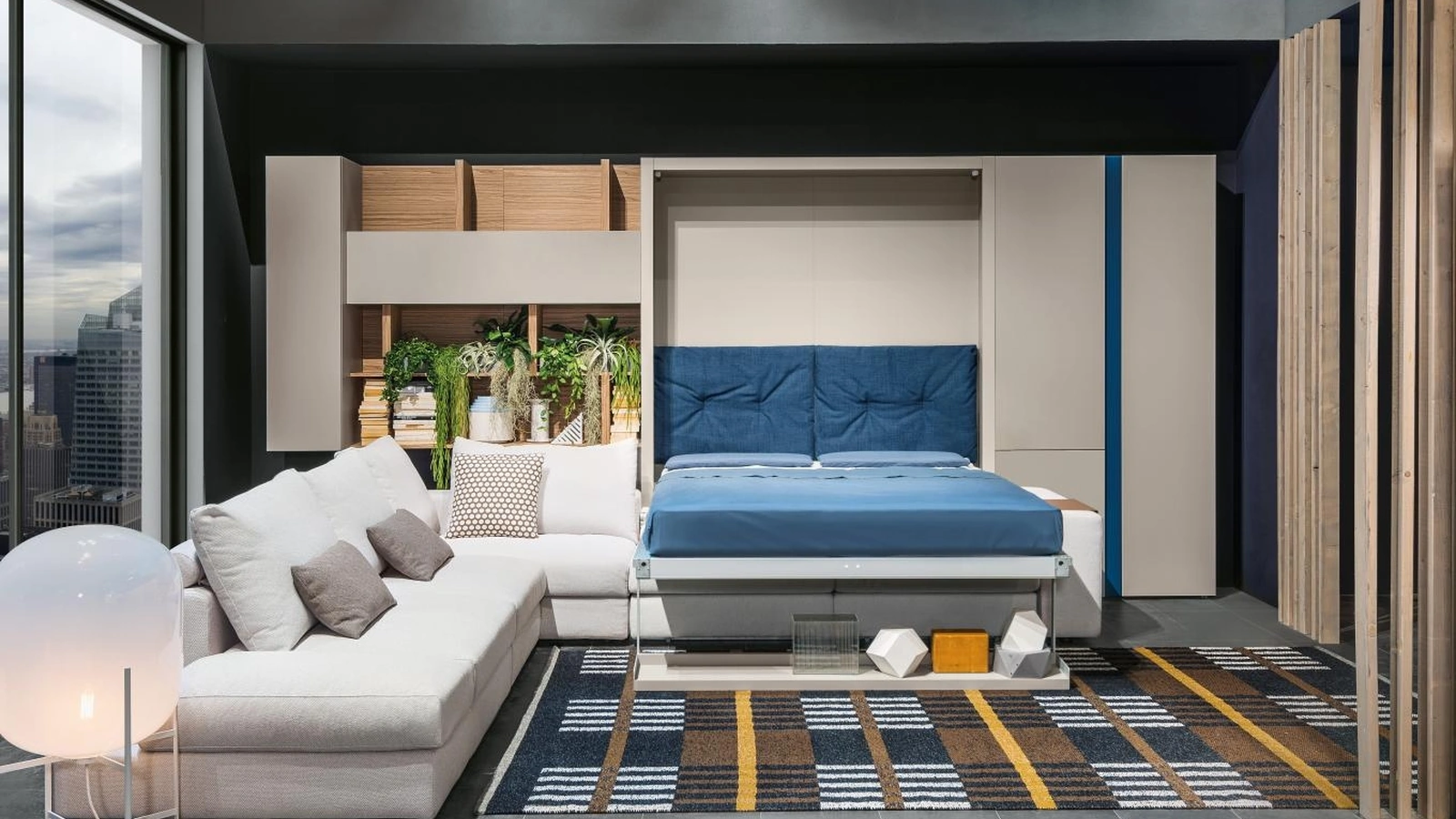 Letto a scomparsa trasformabile aperto Living 04 Tango di Clei