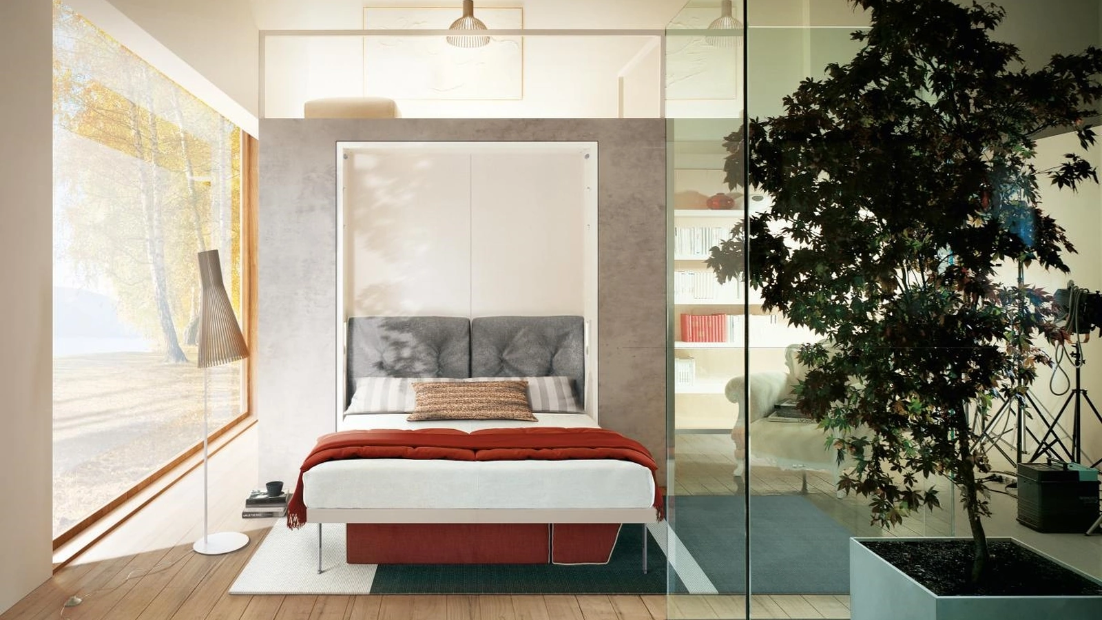 Letto a scomparsa trasformabile aperto Living 15 di Clei