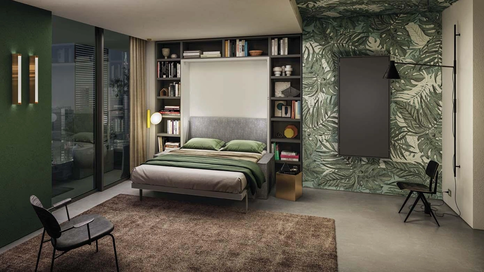 Letto a scomparsa aperto Living 23 di Clei