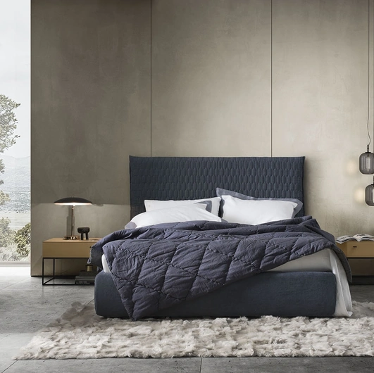Letto in tessuto imbottito Allen 2 di Alf Da Frè