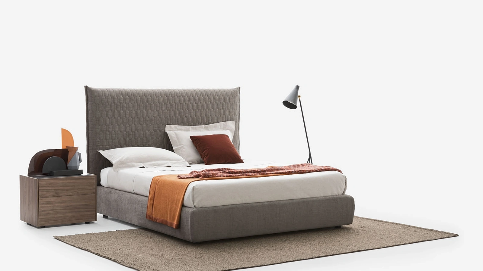 Letto in tessuto con contenitore Allen 2 di Alf Da Frè