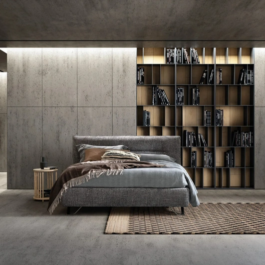 Letto in tessuto imbottito con testiera Cut di Bside