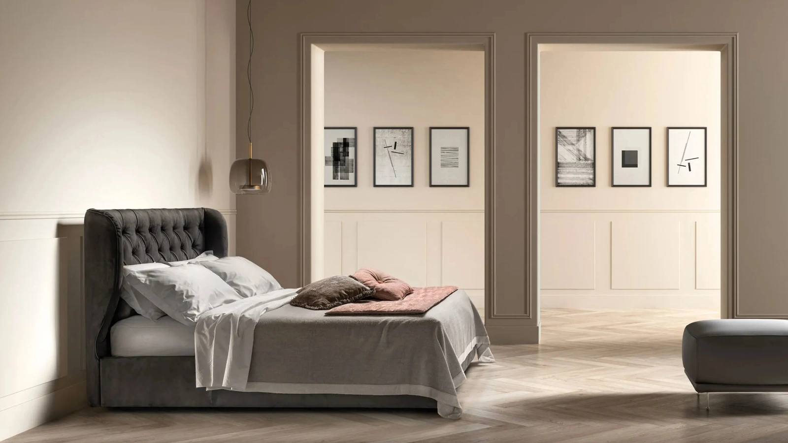 Letto in pelle con testiera Gem di Bside