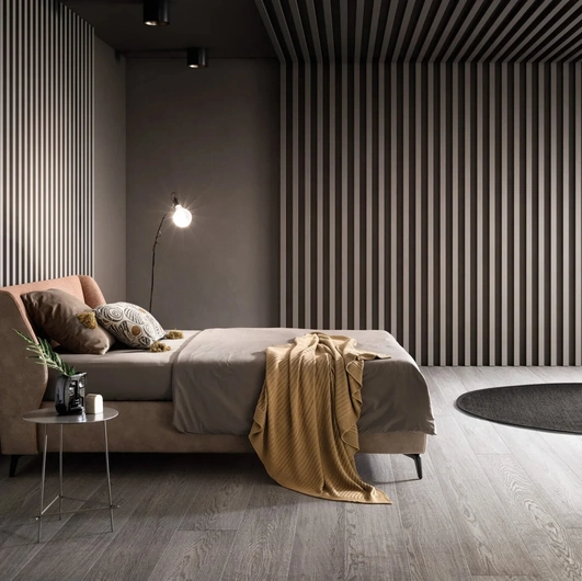 Letto matrimoniale in tessuto con testiera Hug di Bside