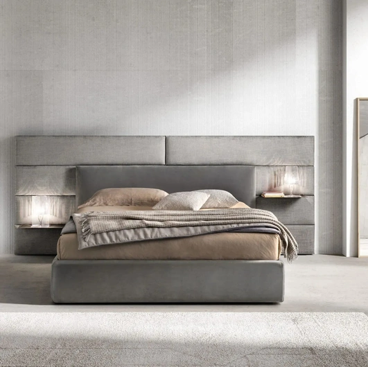 Letto in tessuto imbottito con testiera Match Programm di Bside