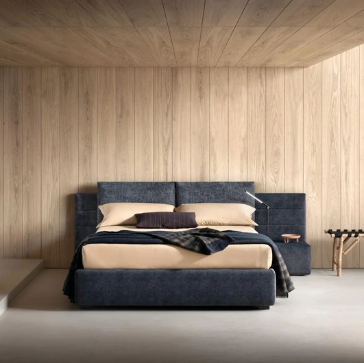 Letto con testiera in tessuto imbottito Smash Bside