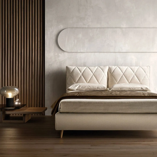 Letto imbottito con testiera trapuntata regolabile Soft di Bside