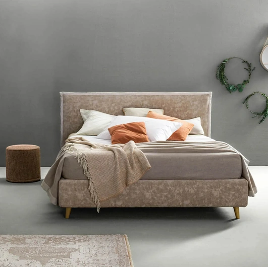 Letto matrimoniale in tessuto con testiera Truss di Bside