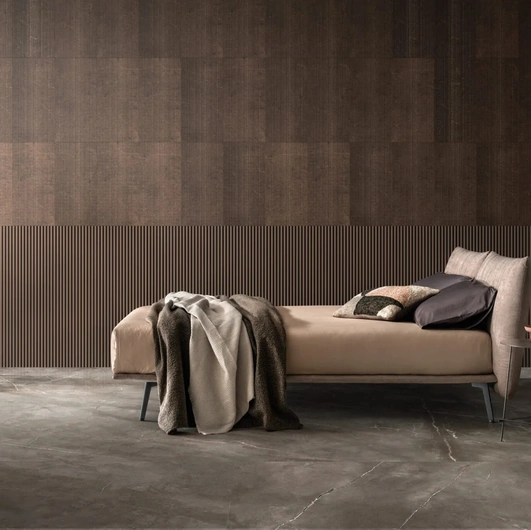 Letto matrimoniale in tessuto con testiera Warp di Bside