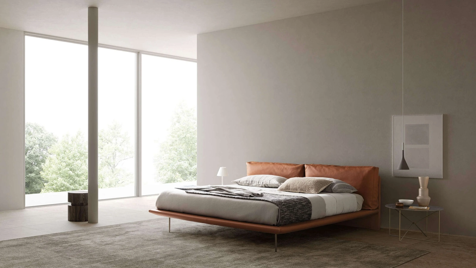 Letto Cali in pelle con testiera di Presotto