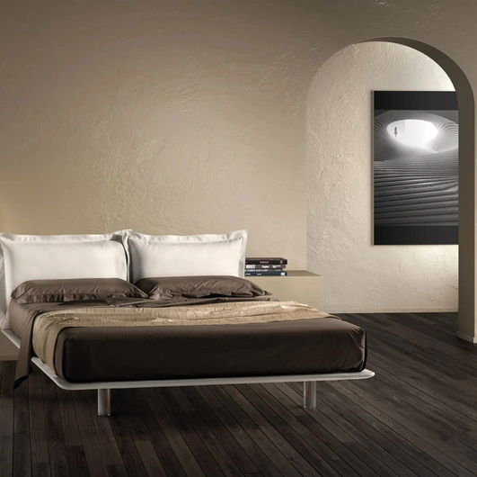 Letto con testiera in tessuto imbottito Deep di Bside