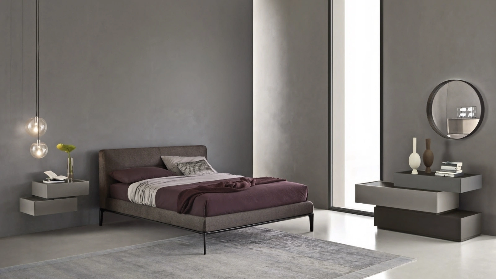 Letto in tessuto con testiera Dorian di Sangiacomo