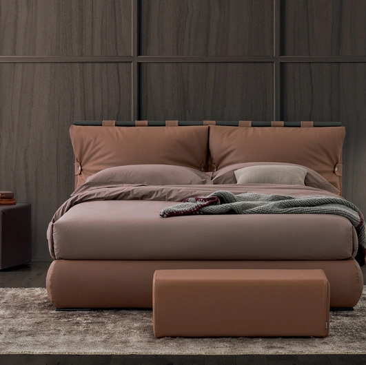 Letto in pelle Dual Round con box contenitore di Oggioni