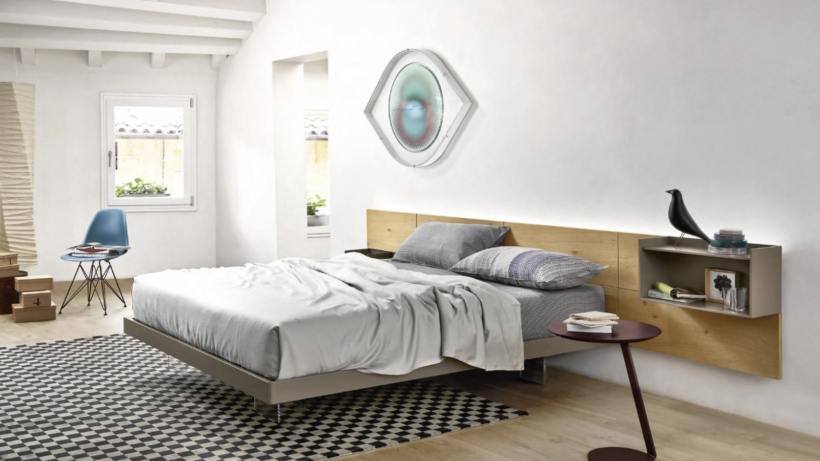 Letto Ecletto con testiera in Rovere di Sangiacomo