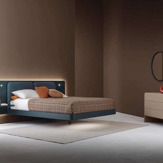 Letto sospeso in laccato con testiera Grand Voile di Alf Da Frè