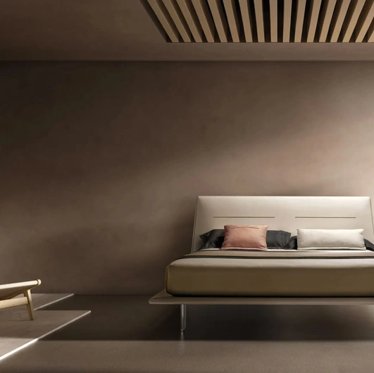 Letto matrimoniale in ecopelle con testiera JT di Bside