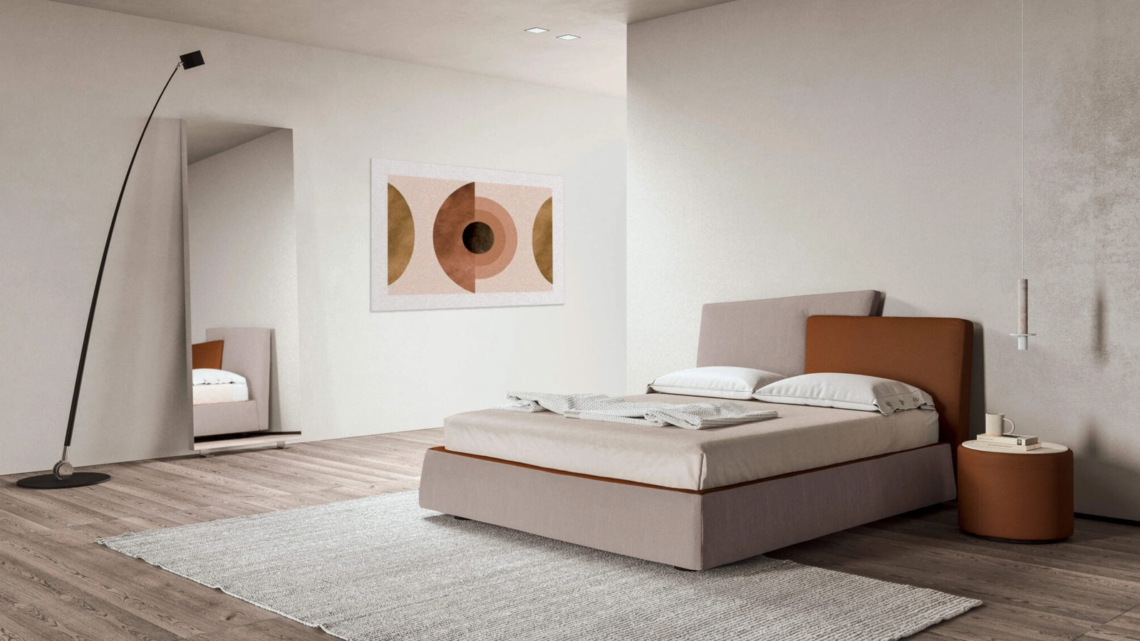 Letto con testiera in tessuto imbottito Meeting up di Presotto