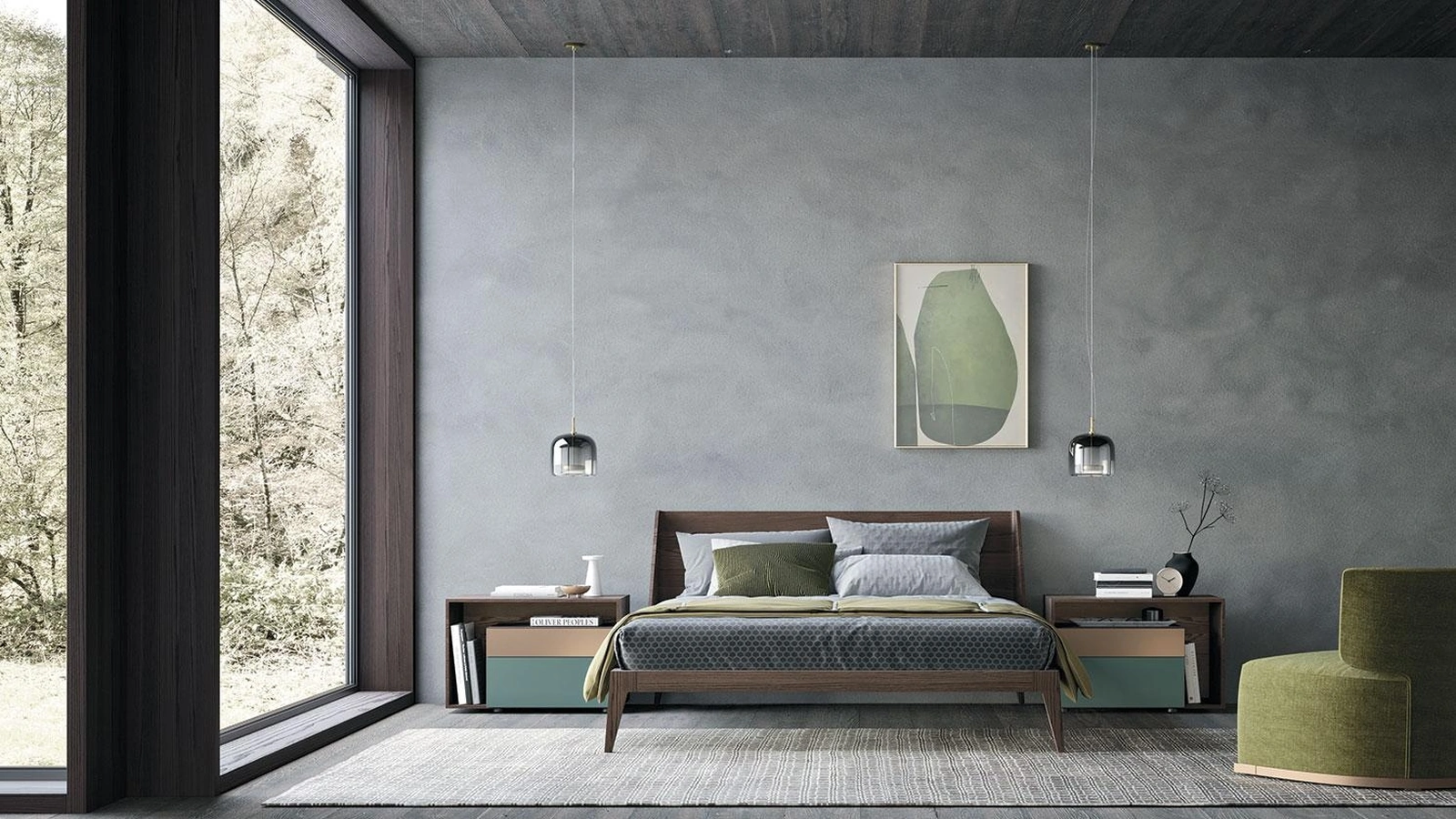 Letto in legno con testiera Mercurio di Mobilgam