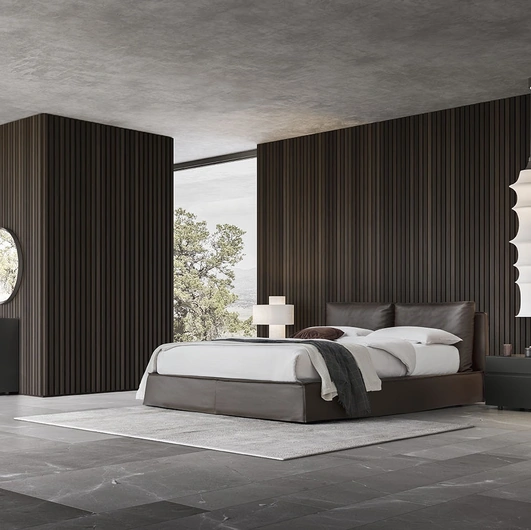 Letto in pelle con box contenitore Milano 2 di Alf Da Frè