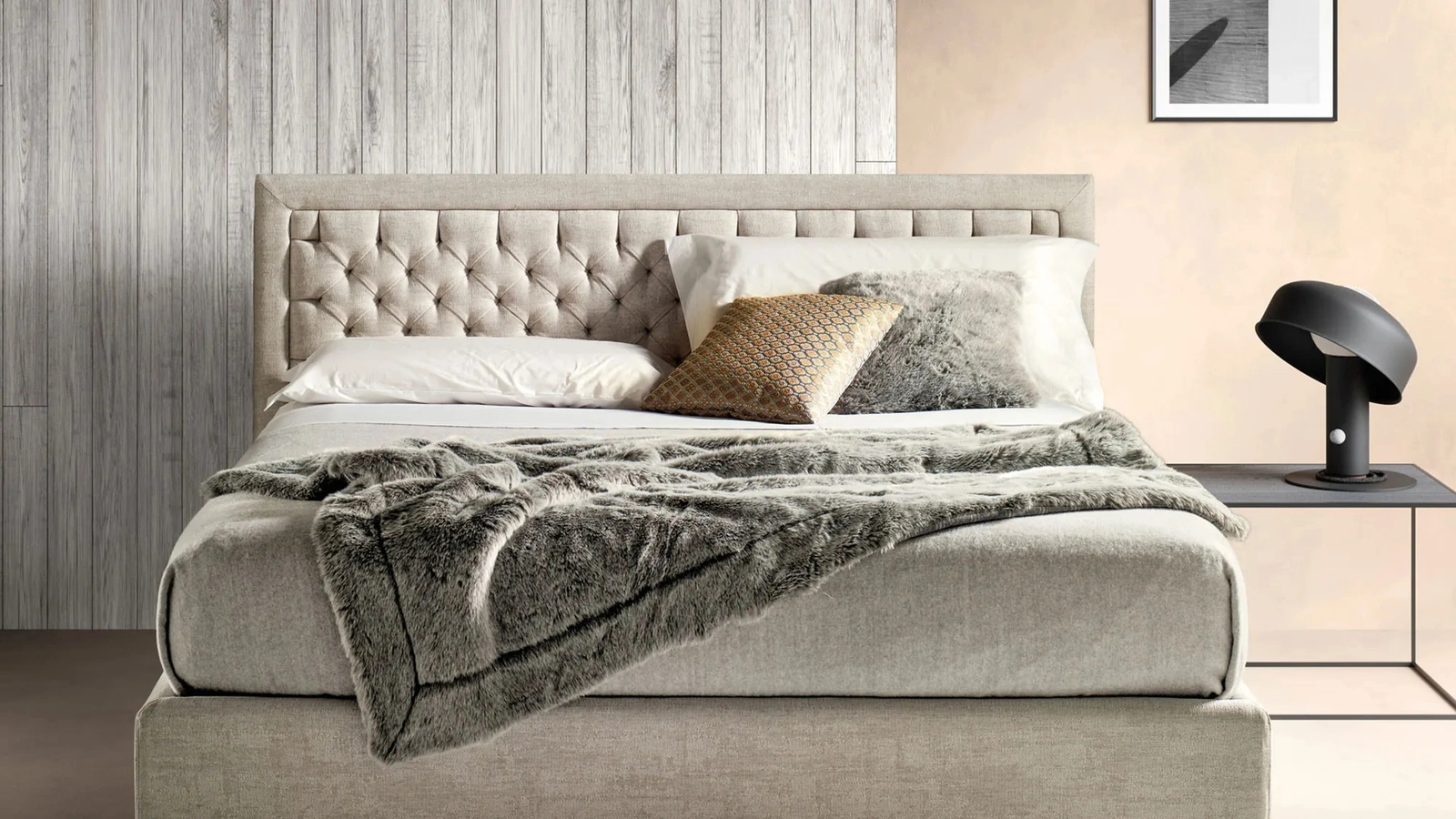 Letto in tessuto con testiera trapuntata Nest di Bside