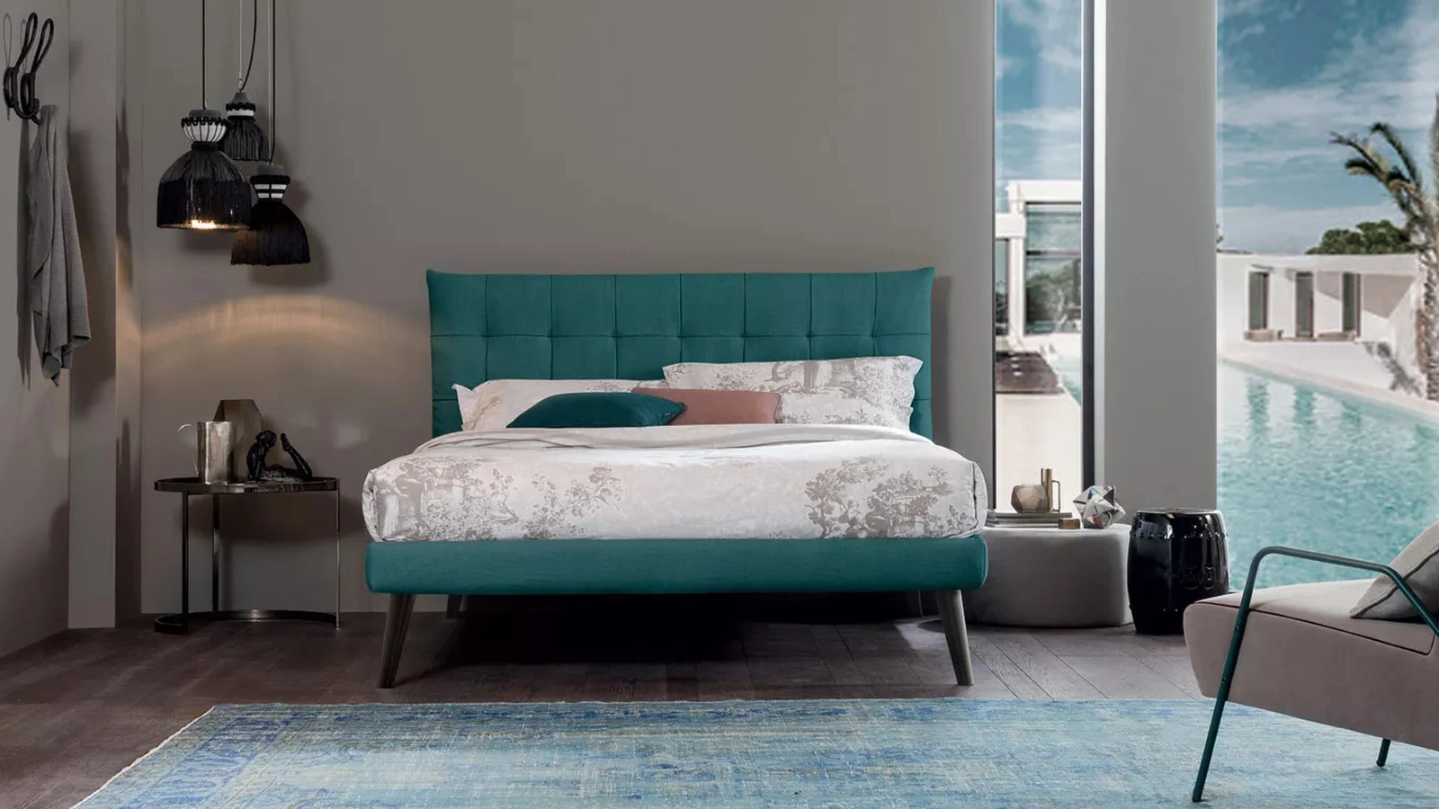 Letto in tessuto Panf di Oggioni