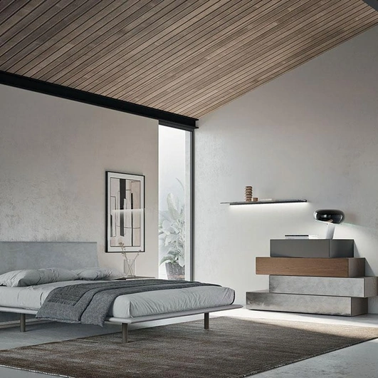 Letto matrimoniale Silom in tessuto imbottito di Mobilgam