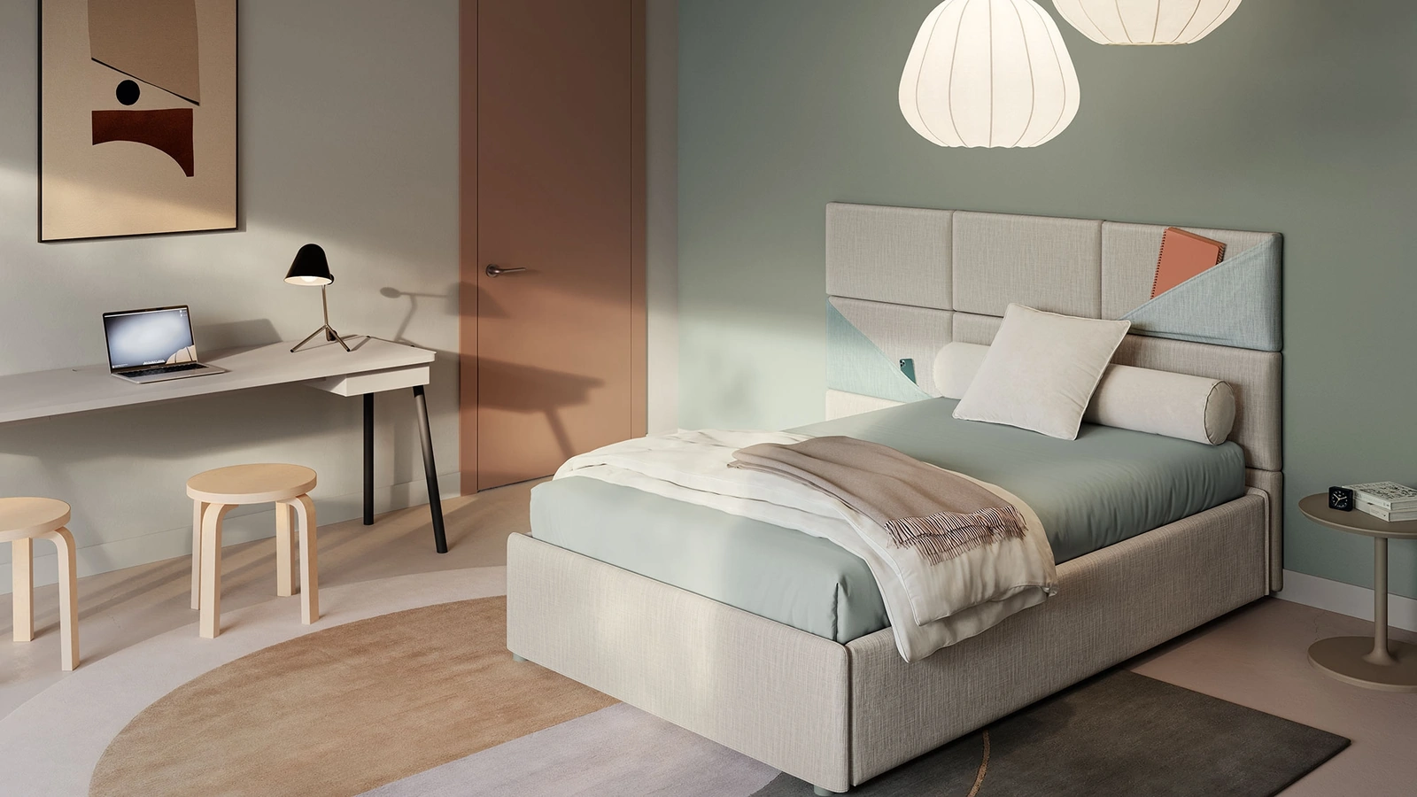 Letto singolo con box contenitore Boiserie Marlene di Twils