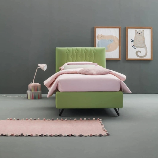 Letto singolo moderno in tessuto con testiera Loop di Bside