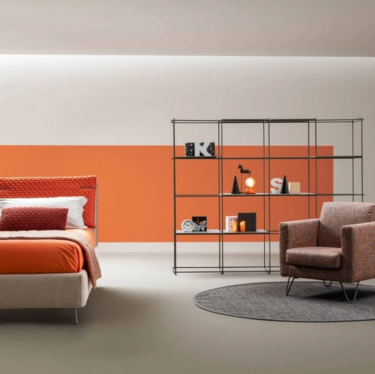 Letto singolo con testiera in tessuto trapuntato Spin di Bside