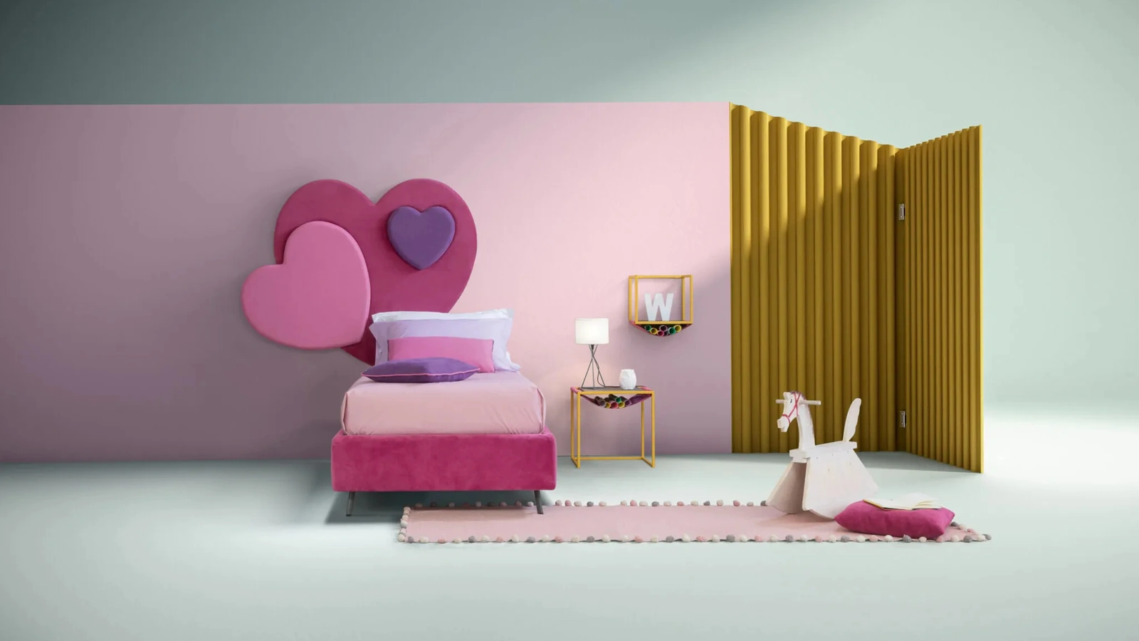 Letto moderno singolo con testiera a forma di cuore Sweet di Bside
