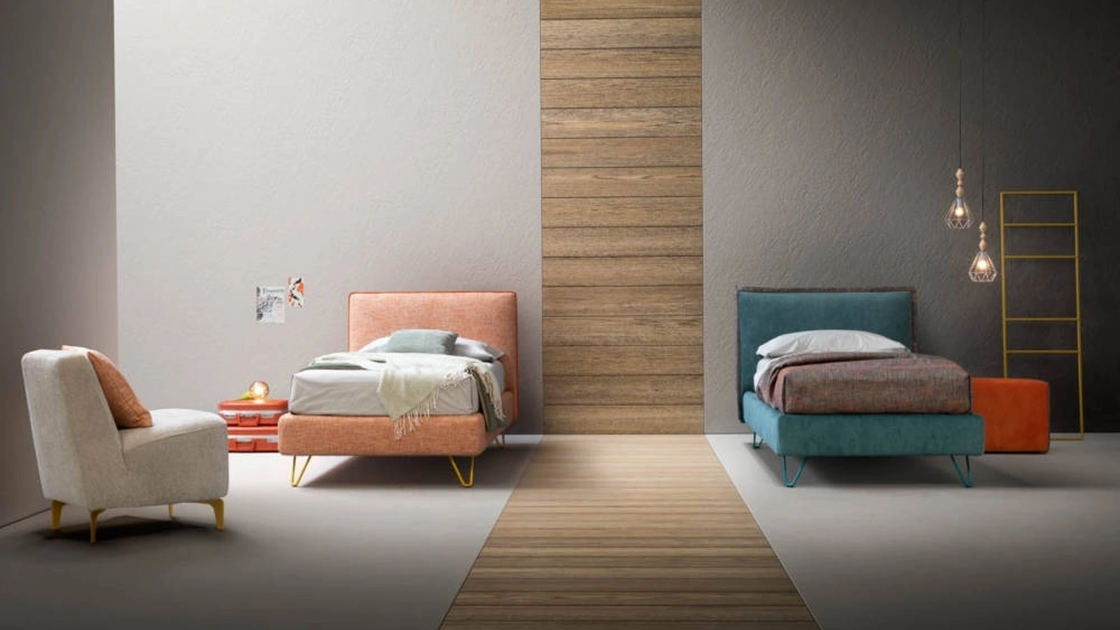 Letto singolo con testiera Truss di Bside