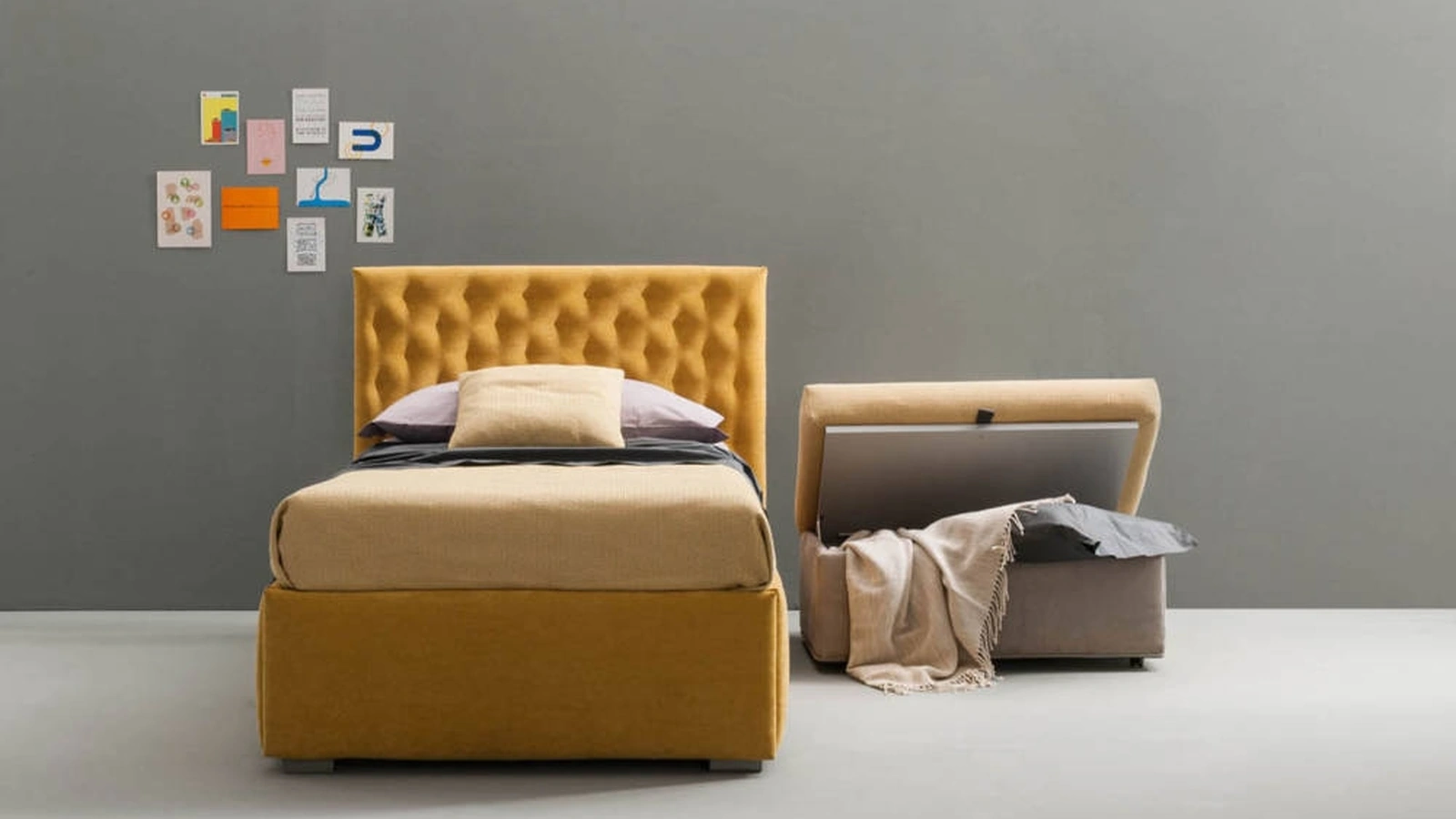 Letto trapuntato con contenitore estraibile Bubbles di Bside