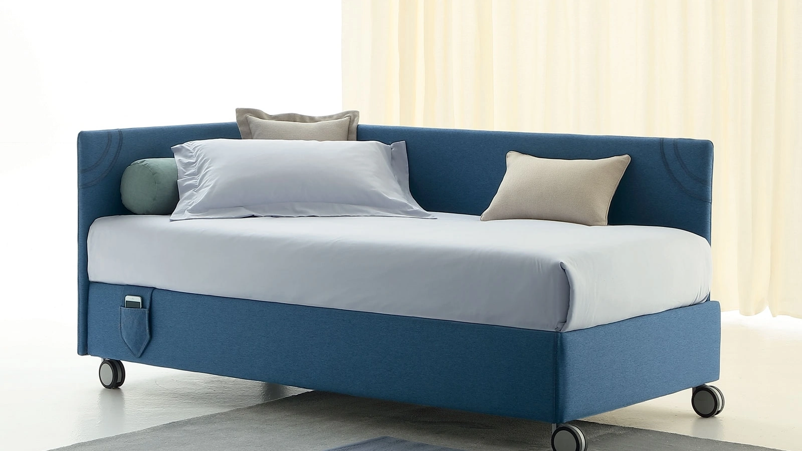 Daybed singolo Golf 219 Jeans Mode in tessuto con box contenitore di Oggioni