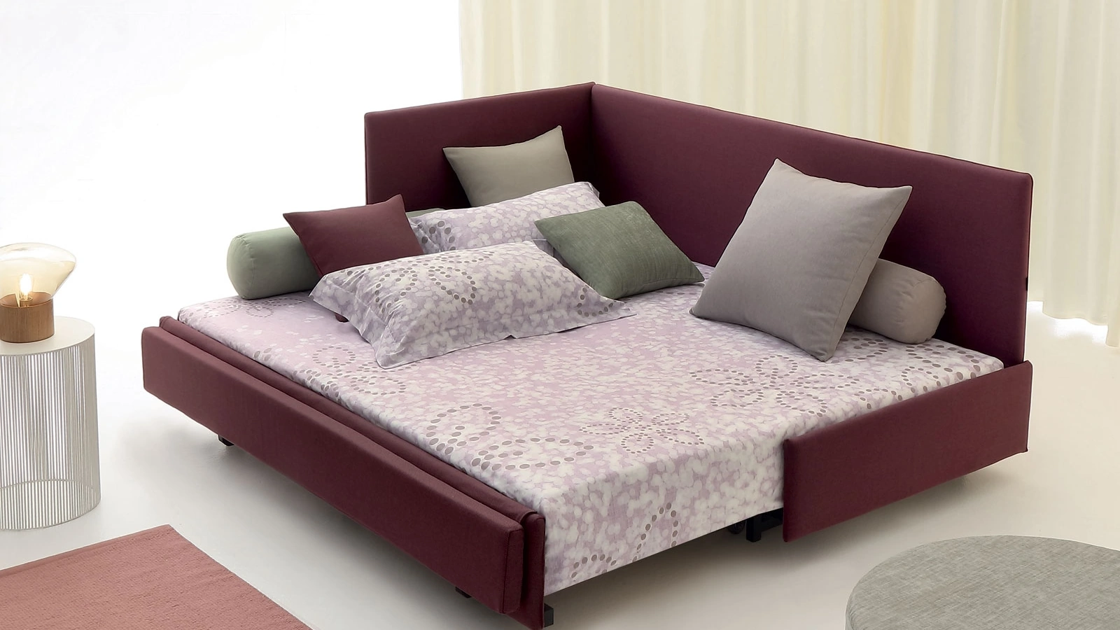 Daybed Golf 719 trasformabile in letto matrimoniale con meccanica a pettine di Oggioni