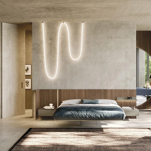 Letto in legno con testiera Sistema Sipario N11 di Mobilgam